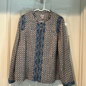 Chico’s size 2 blue tweed jacket